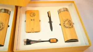corporate gift set of bottle, charging cable, pen & powerbank in bulk UAE