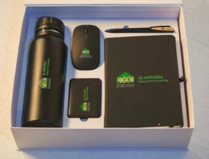 Premium Corporate Gifts Set - Diary, wireless mouse, Powerbank, water bottle, pen in UAE
